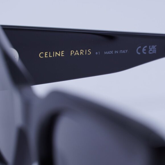 Celine CL40277I 01A Sunglasses Shiny Black Cat Eye Frame, Grey Lenses - Picture 7 of 10